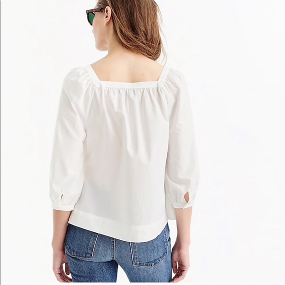 J Crew White Square Neck Blouse - Picture 2 of 4